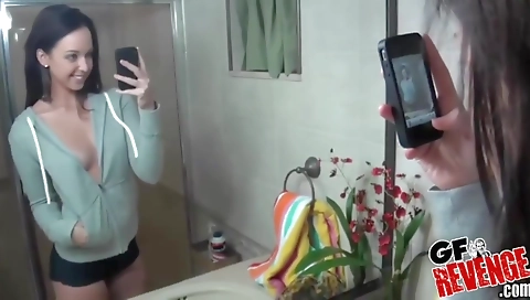 Cute babe gets a hot cum on her face