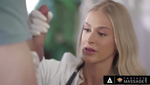 Shaky blond tropicaling on a cock