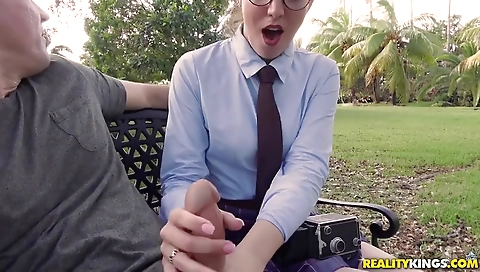 Sexy girl fucked on the beach with a strip